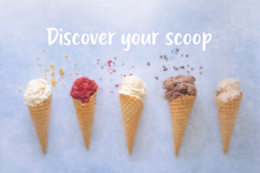 ice cream assortment with toppings